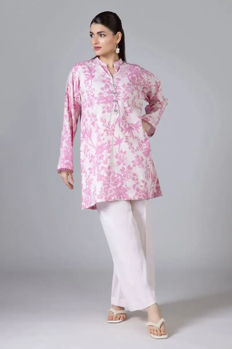 3 Piece Kurta Embroidered | Dupatta& Bottom & Tops | Color Pink