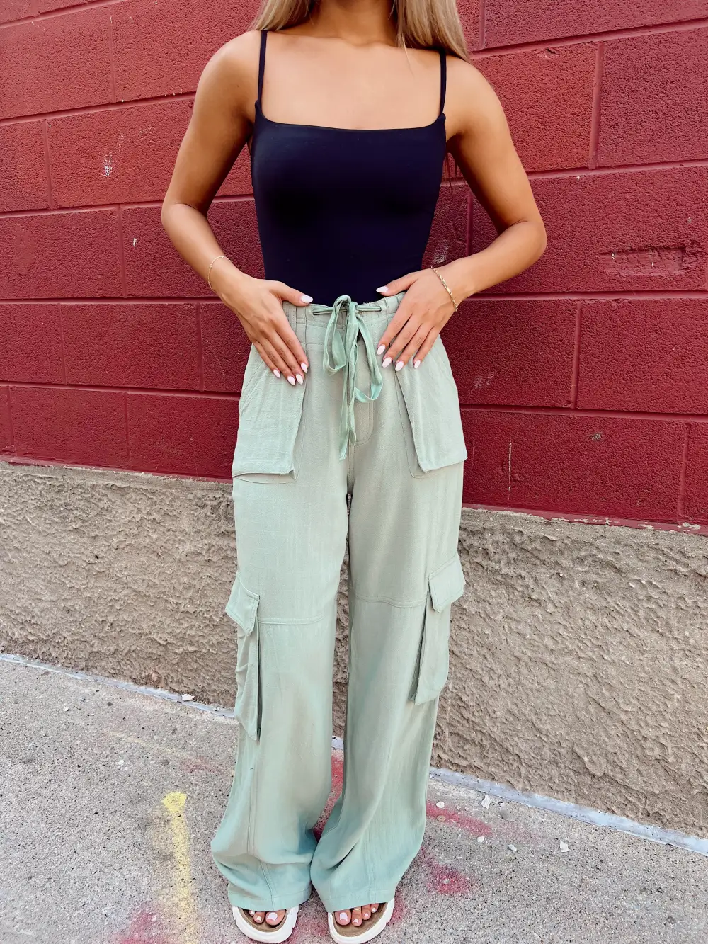 Adore You Olive Utility Wide Leg Pants