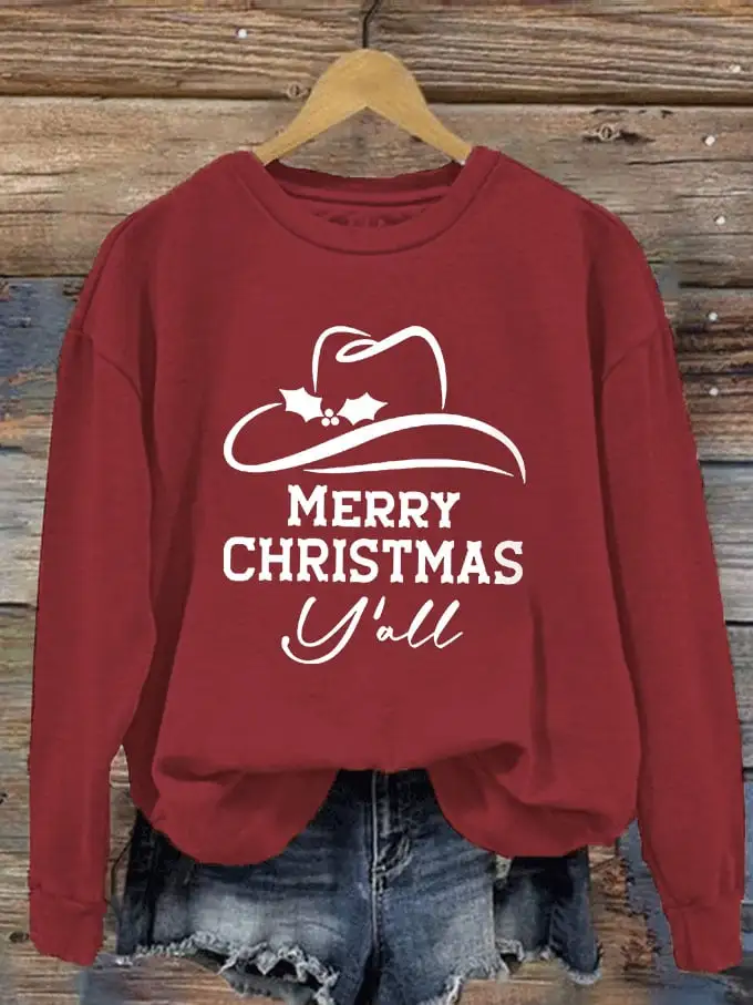 Women's Merry Christmas Y'all Printed Sweatshirt