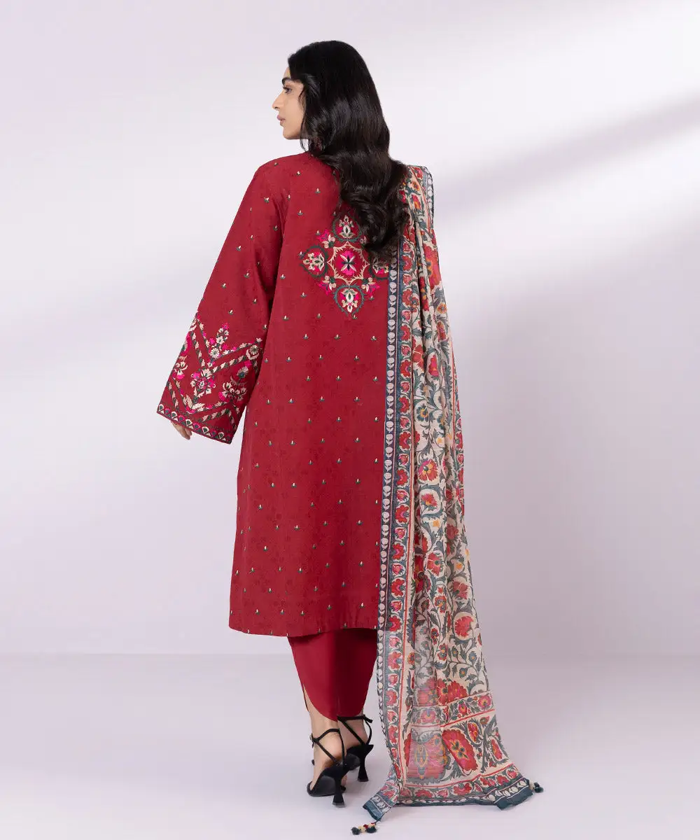 3 Piece - Embroidered Jacquard Suit