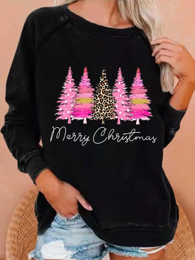 Women's Merry     Tree🎄 Print Sweatshirt