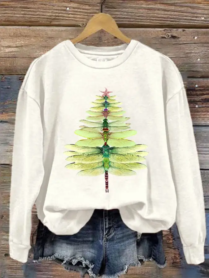 Women's Christmas Dragonfly Tree Sweatshirt