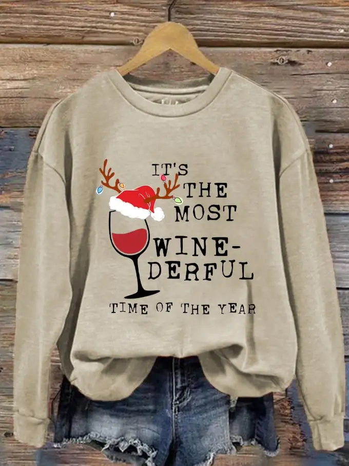 Women's Christmas It's The Most Wine-derful Time of The Year Printed Sweatshirt