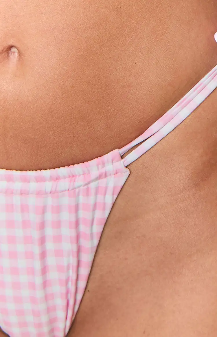 9.0 Swim Sumba Pink Gingham Tie Up Bikini Bottoms