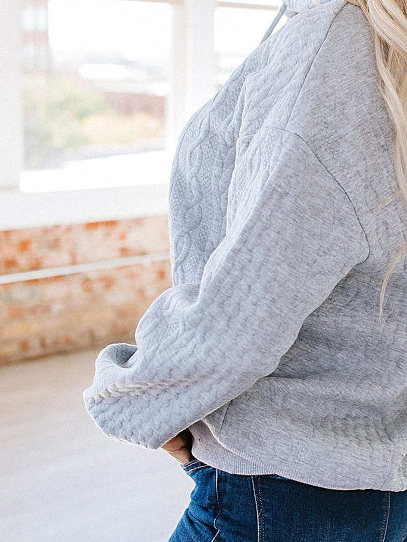 Grey Casual Long Sleeve Knitted Tops Sweatshirts