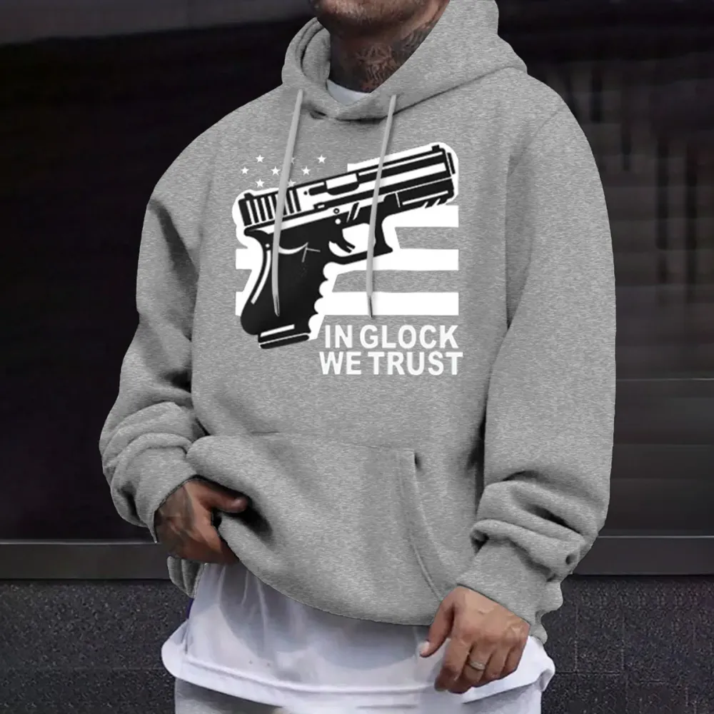 Mens In Glock We Trust  Hoodie,Long Sleeve, Size S-3XL