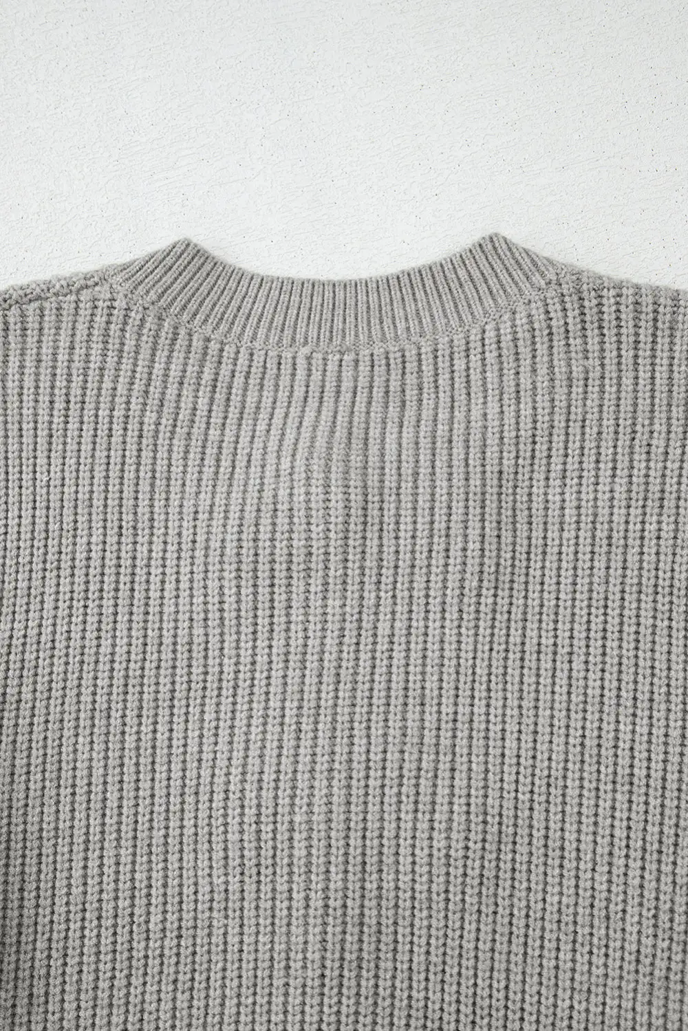 Philippine Gray Ribbed Knit Bow Front Buttoned Cardigan