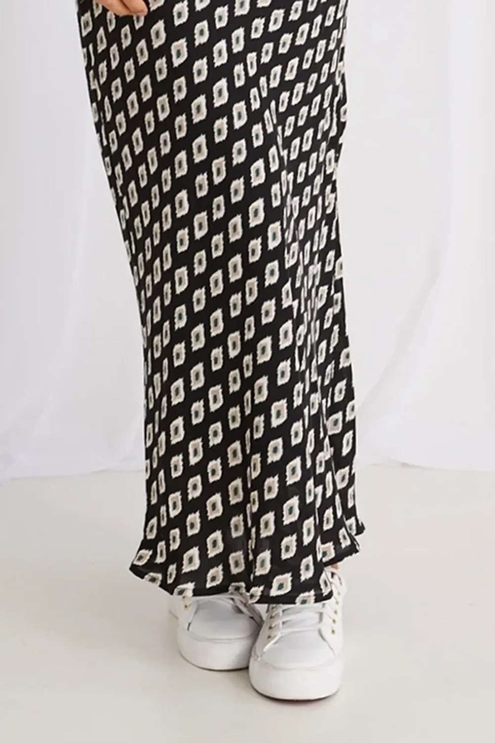 Camero Geo Spot Strappy Bias Maxi Dress