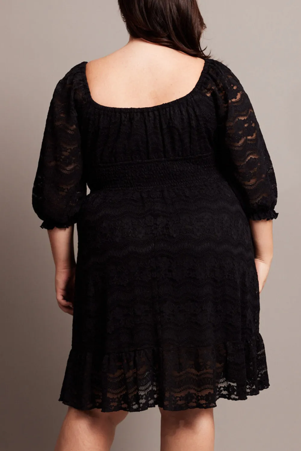 Black Half Sleeve Lace Minidress