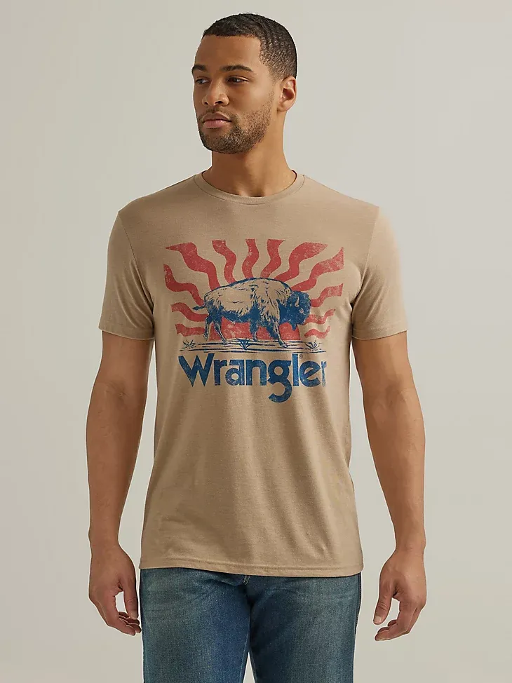 MEN'S SHORT SLEEVE BISON GRAPHIC T-SHIRT IN TRENCHCOAT