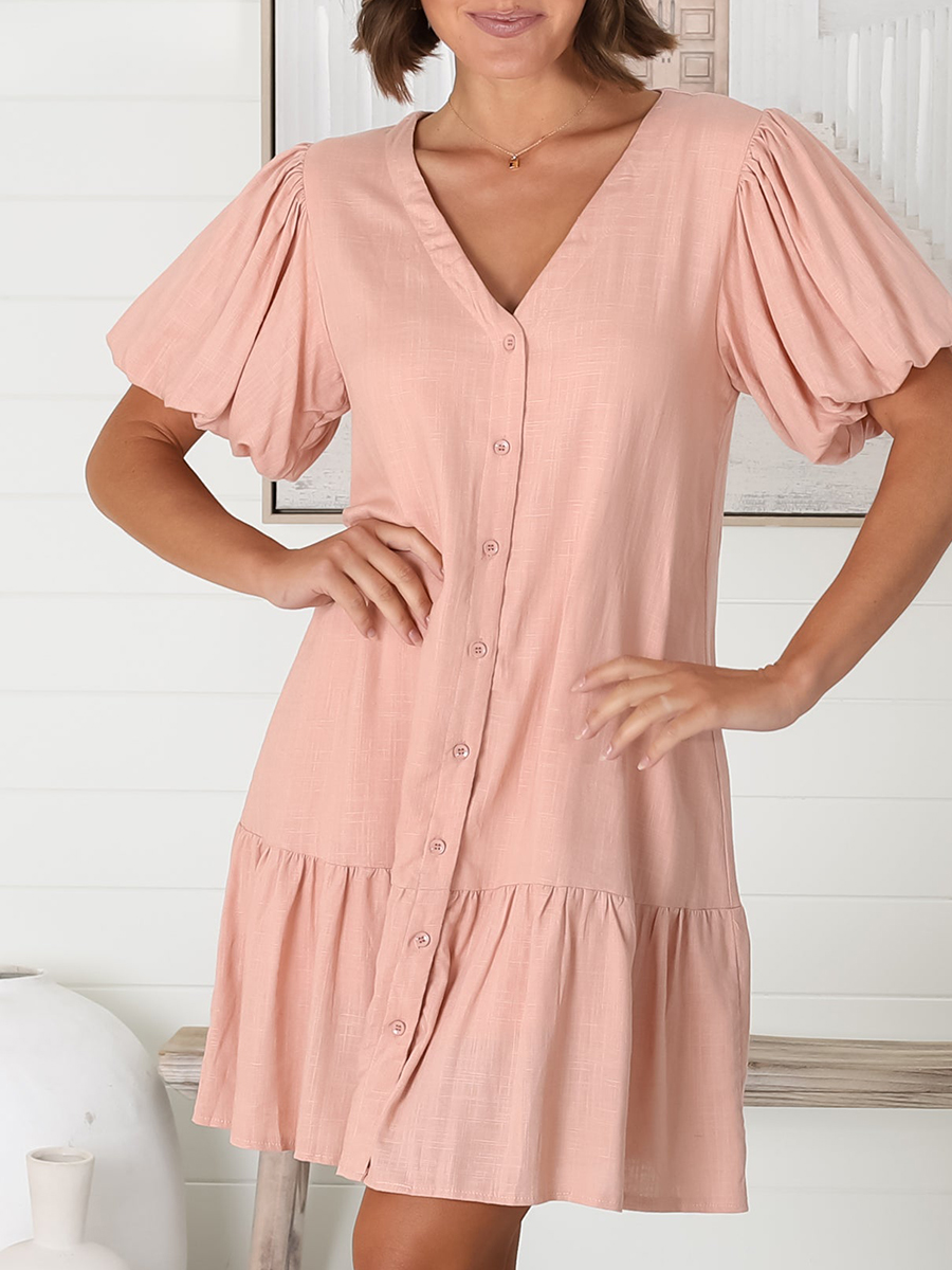 Pink V-neck dress