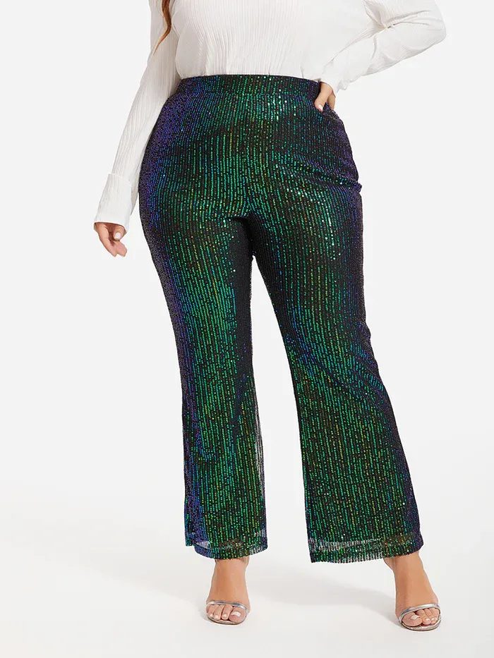 Sequin Flare Leg Pants