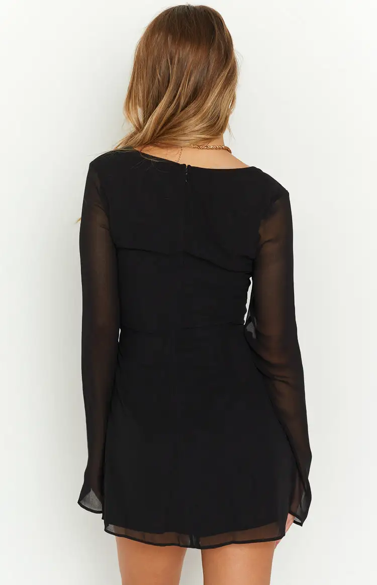 Lucy Black Long Sleeve Mini Dress