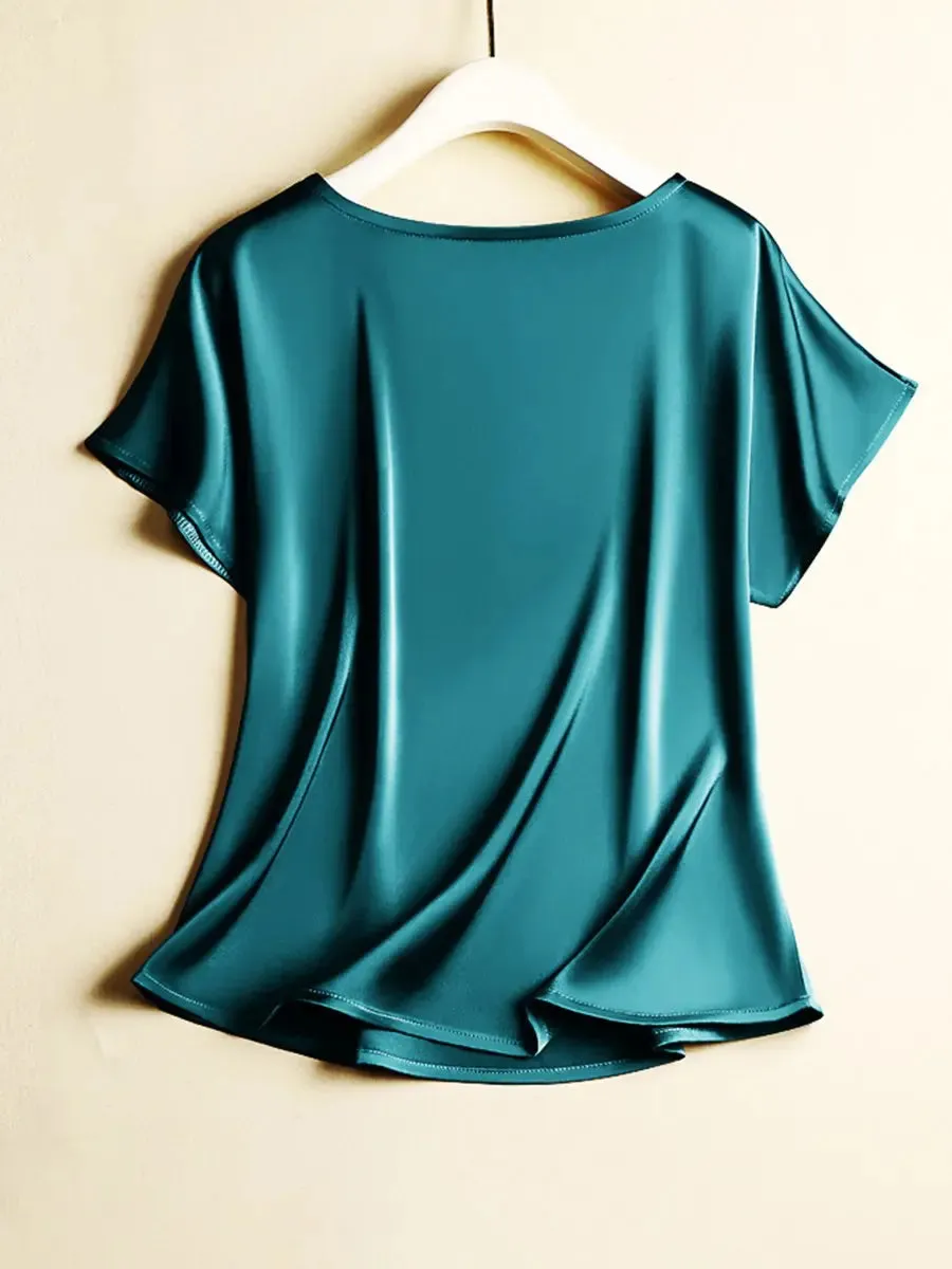 Peacock green elegant satin shirt