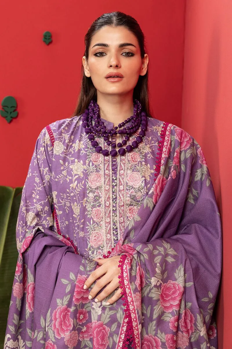 3 Piece Kurta Embroidered | Dupatta& Bottom & Tops | Color Deep purple