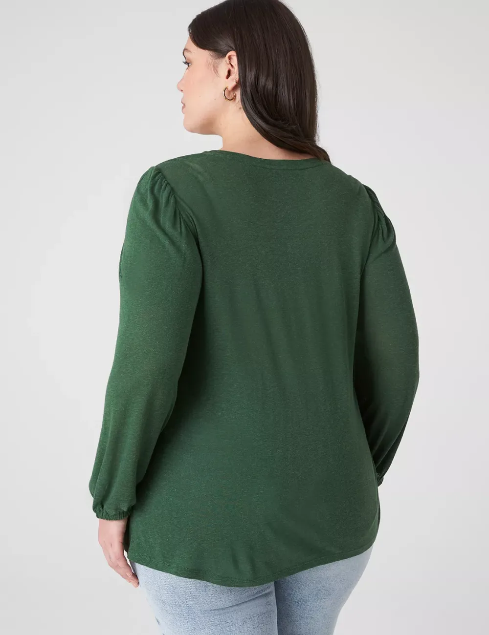 Blouson-Sleeve Crew-Neck Top