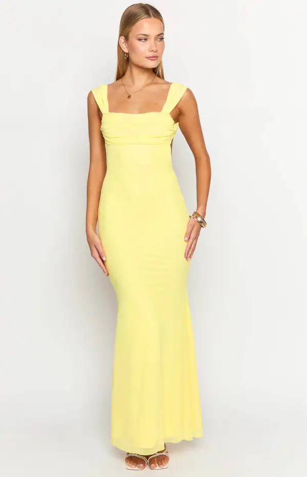 Beverley Yellow Mesh Maxi Dress