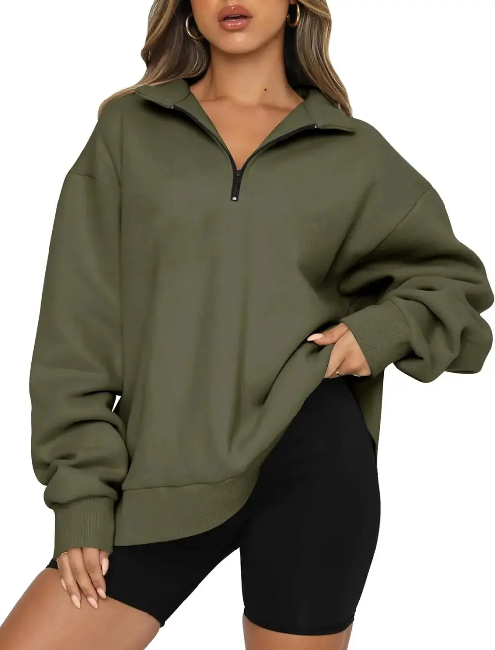 Oversized Sweatshirts Half Zip Pullover Long Sleeve