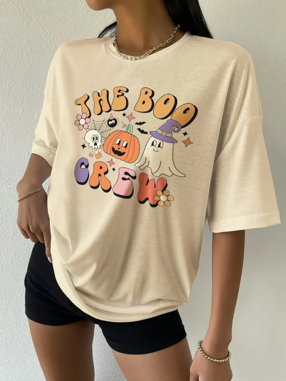 Women's Pumpkin English Halloween Printed T-shirt