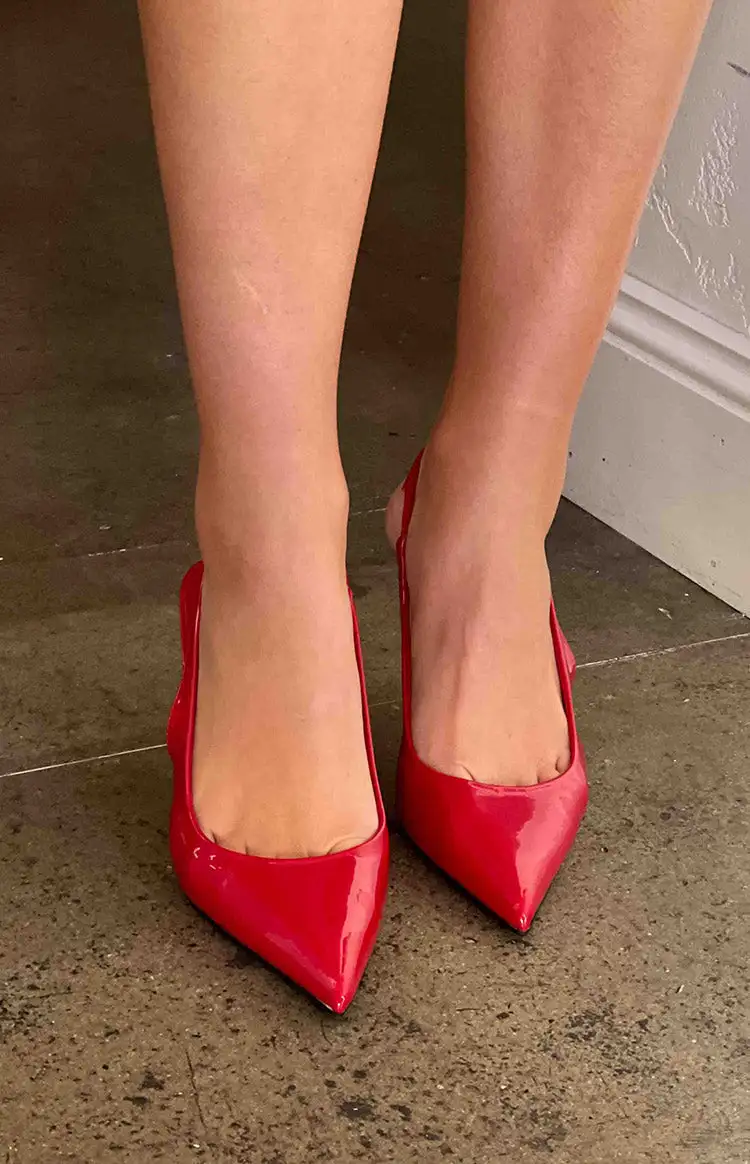 Billini Blondie Strawberry Red Patent Heels