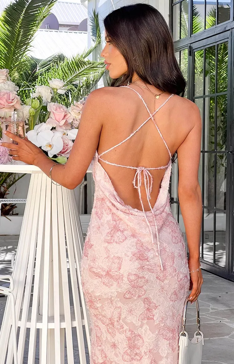 Valentina Pink Butterfly Maxi Dress