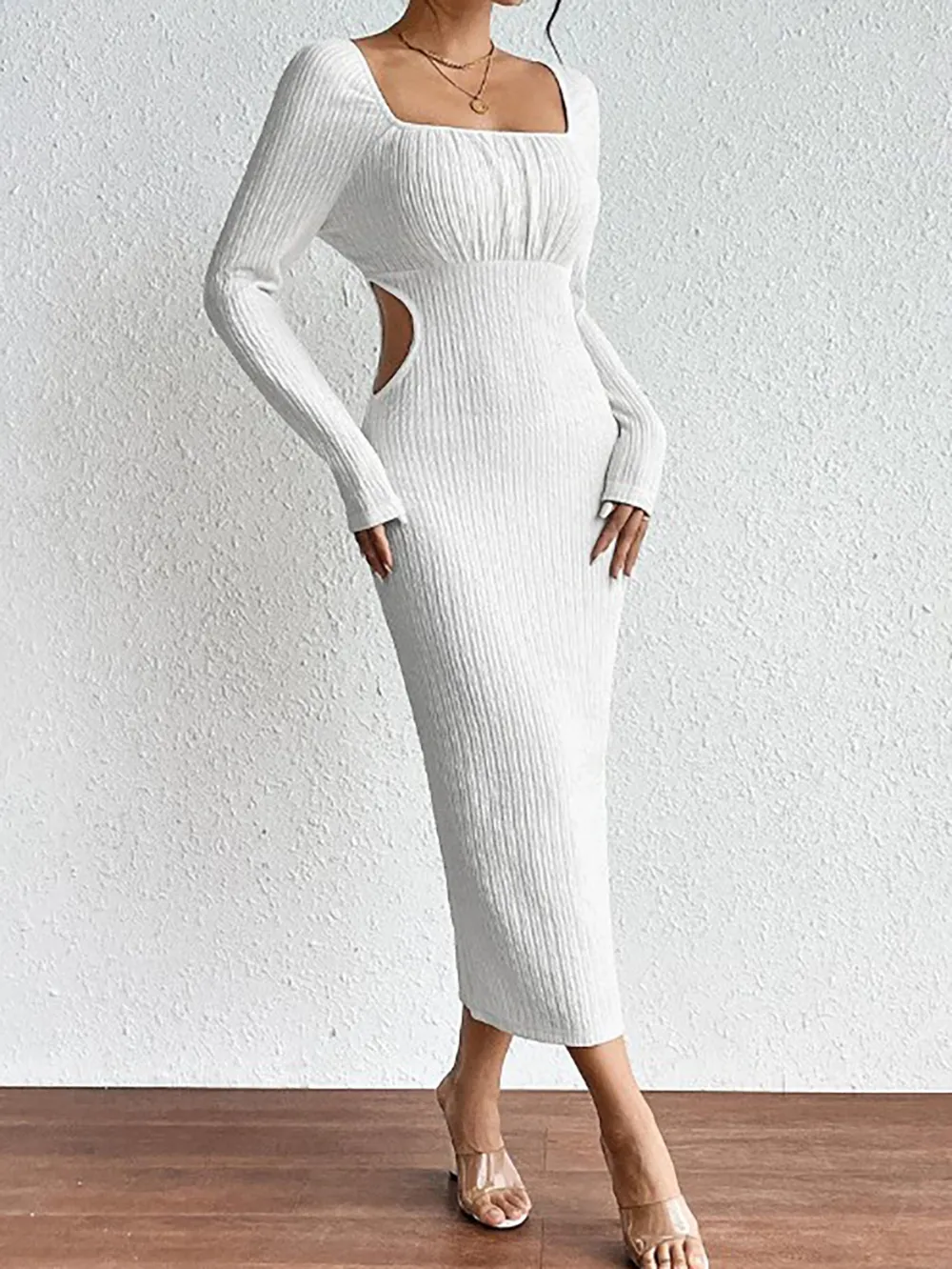 Women's hollowed out slim knit dress