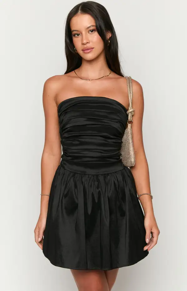 Call On Me Black Strapless Mini Dress