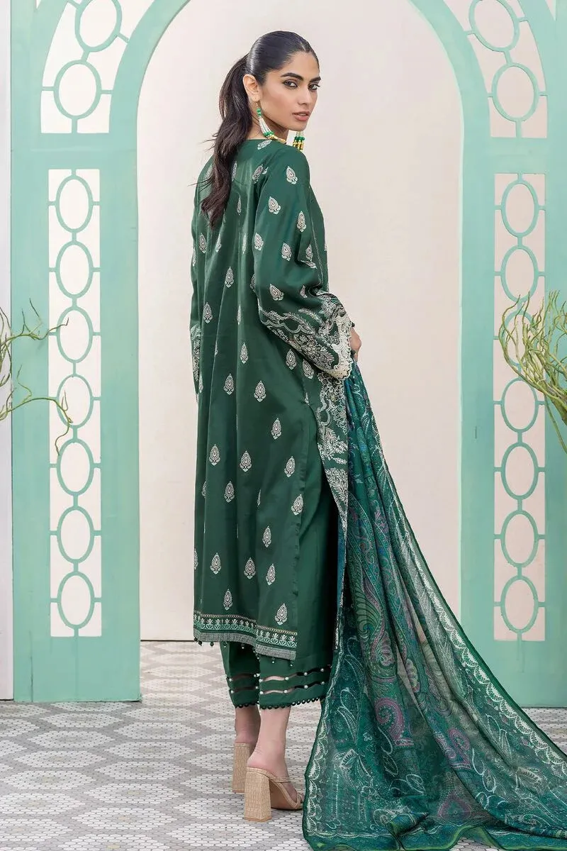 3 Piece Kurta Embroidered | Dupatta& Bottom & Tops | Color Dark green