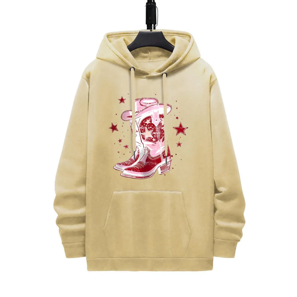 COWBOY BOOTS PATTERN PRINTED HOODIE