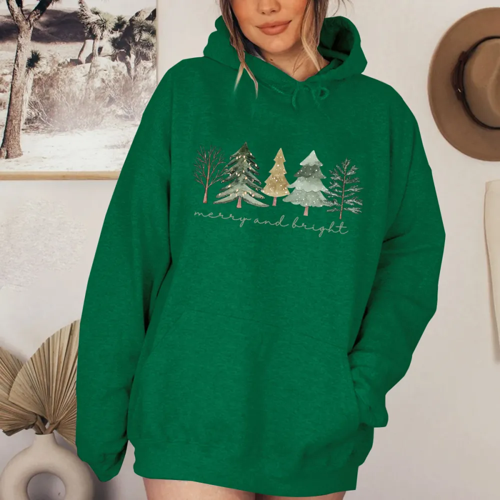 Women's Christmas Tree Print Hoodie