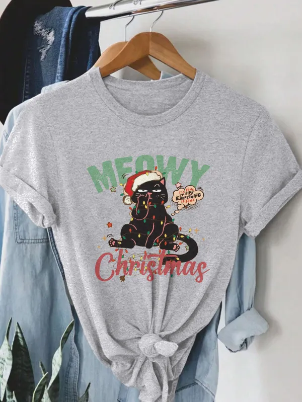 Kitty Santa Lady T-shirt