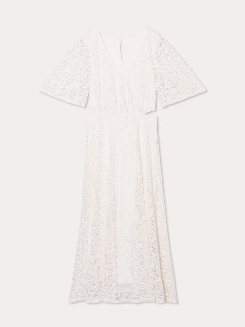 Robe longue évasée dentelle ecru femme