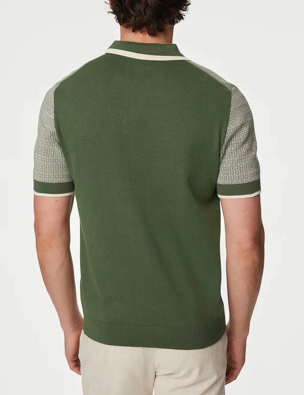 Cotton Rich Geometric Knitted Polo Shirt