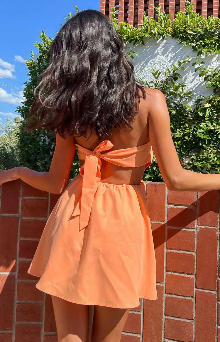 Cora Orange Tie Back Mini Dress