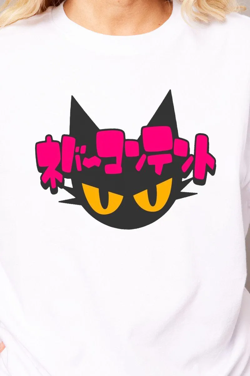 Women's Japanese Cartoon Cat Printed T-shirt