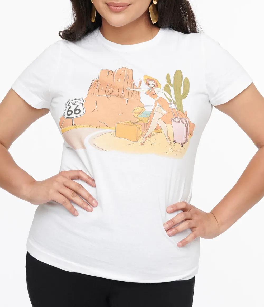 1950s White The Traveler Fitted Graphic Tee