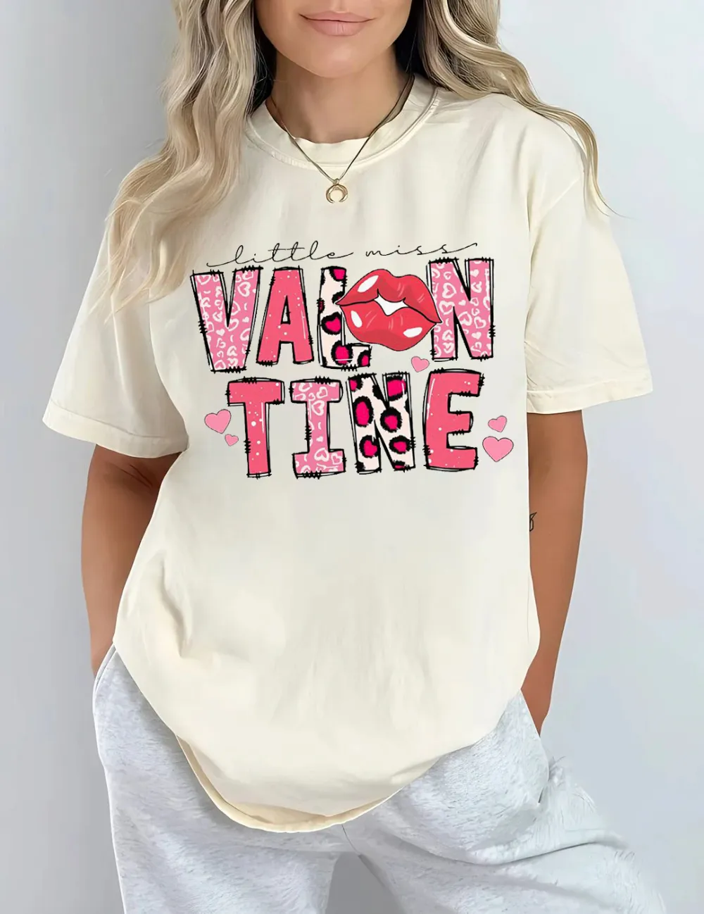 Women's Lipprint Letter Printed T-shirt