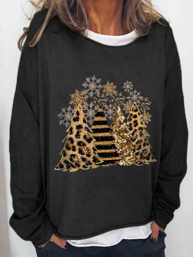 Women's Leopard   Tree Print Long Sleeve T-Shirt