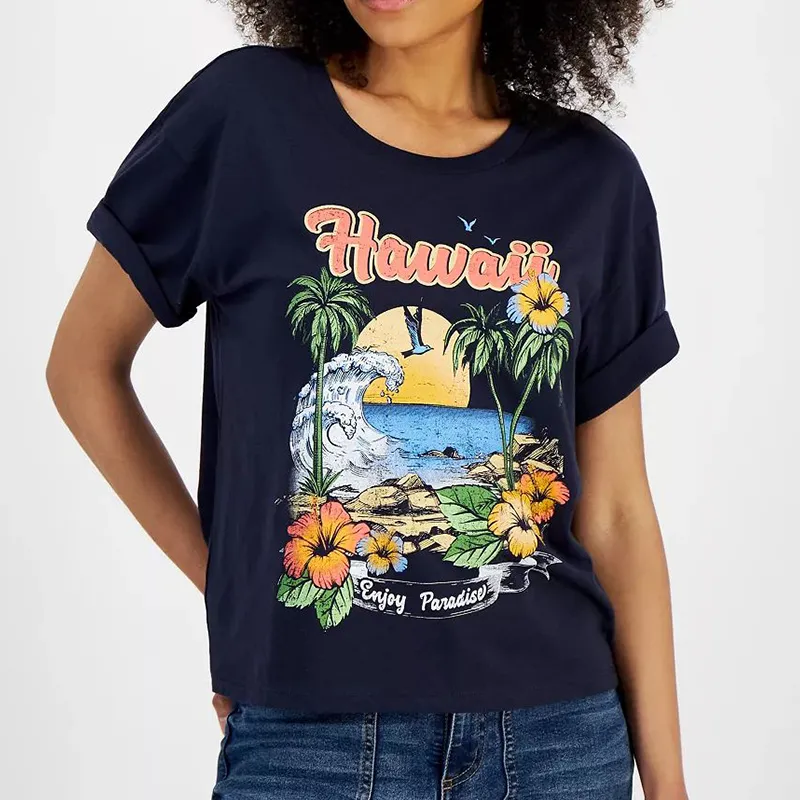 Women's Hawaii Enjoy Paradise Funny Pattern Printed Tee