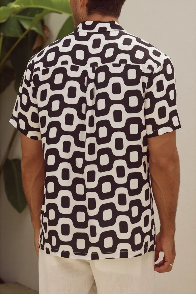 BUTTON FRONT POINT PRINT MASON SHIRT