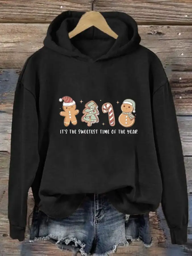 Women's It'S The Sweetest Time Of The Year Christmas Print Casual Hooded