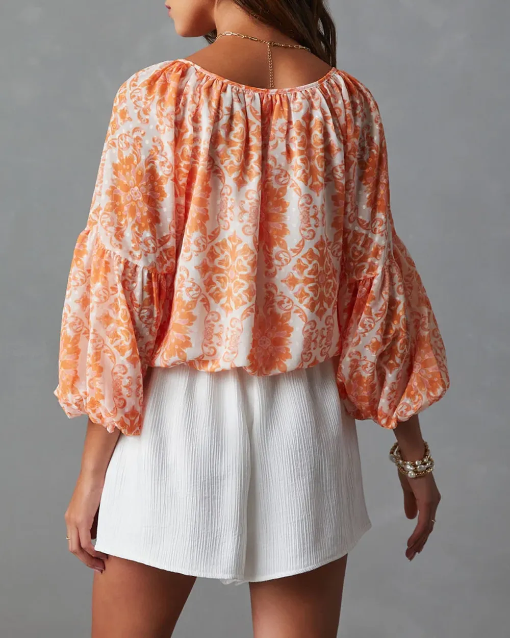 Mariana Puff Sleeve Printed Blouse