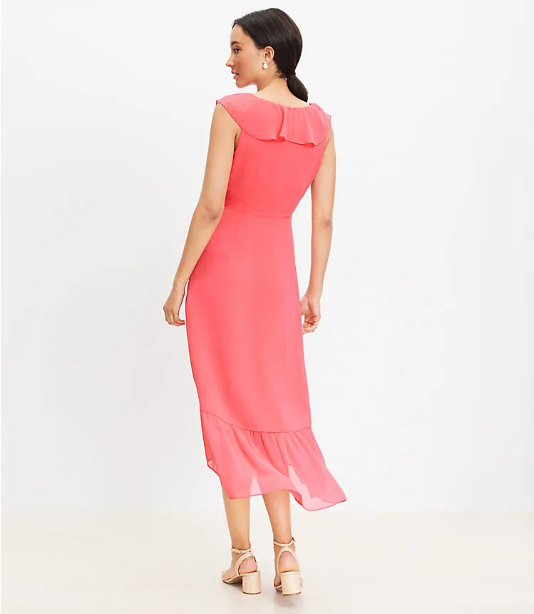 Crinkle Ruffle Midi Dress