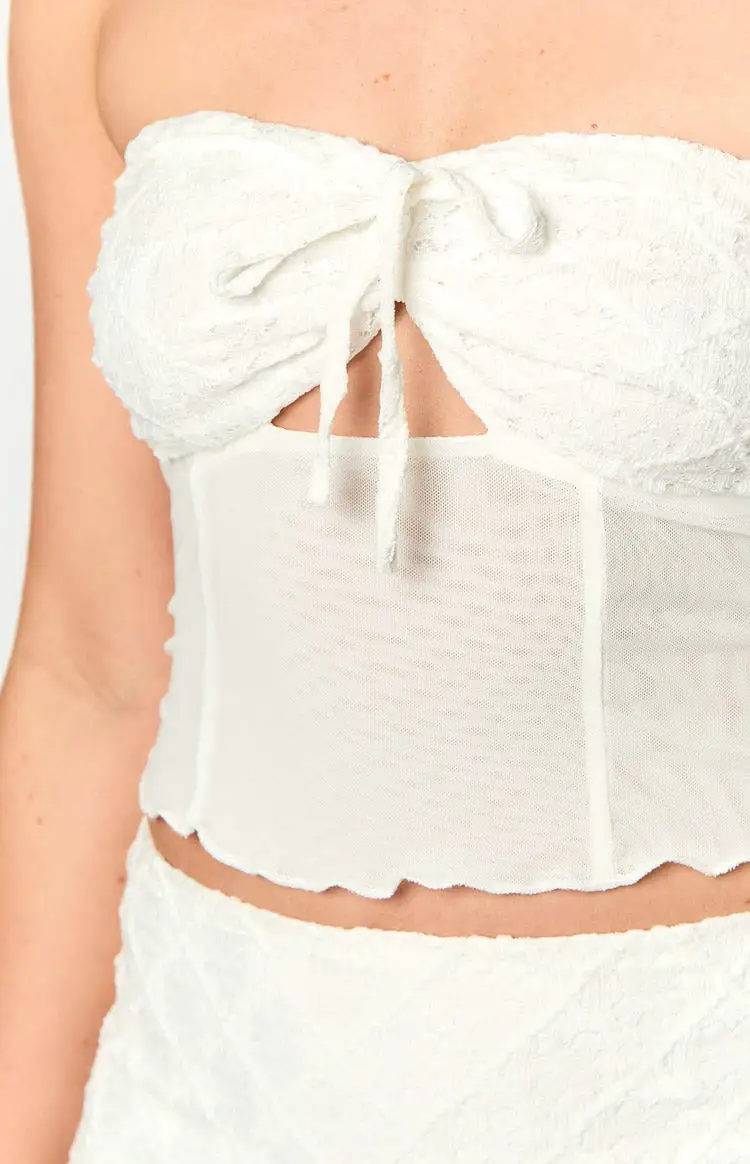 Rilee White Strapless Crop Top