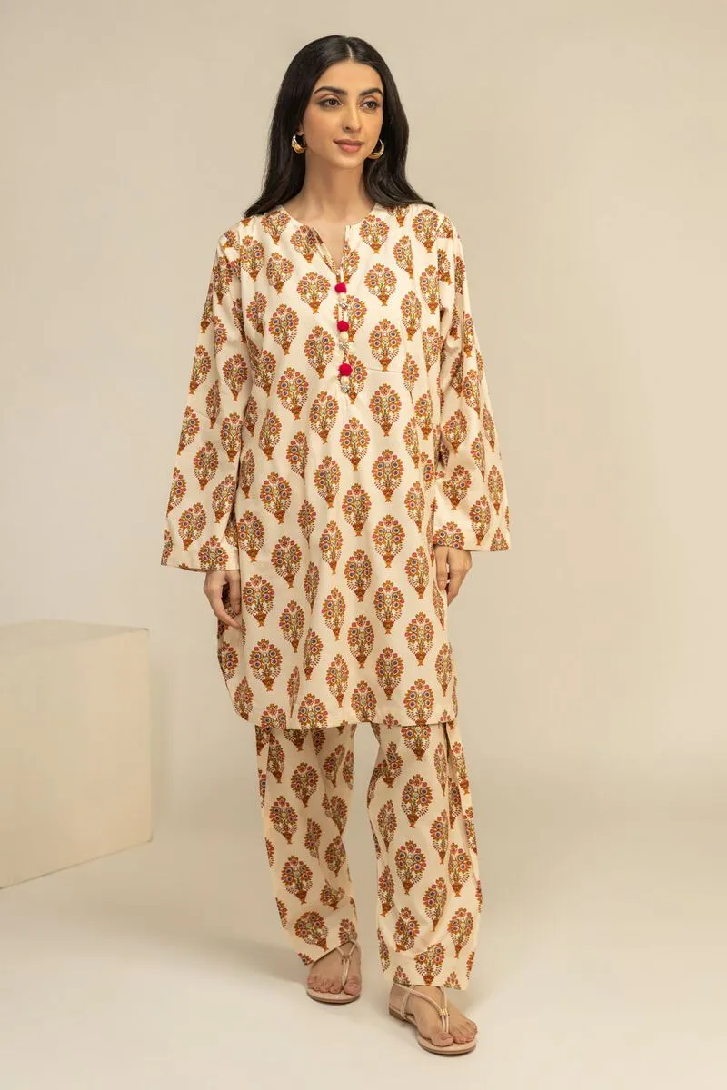 2 Piece | Kurta & Pants | Color Khaki