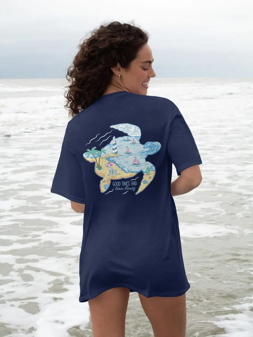 tropical patterned sea turtle  Tee