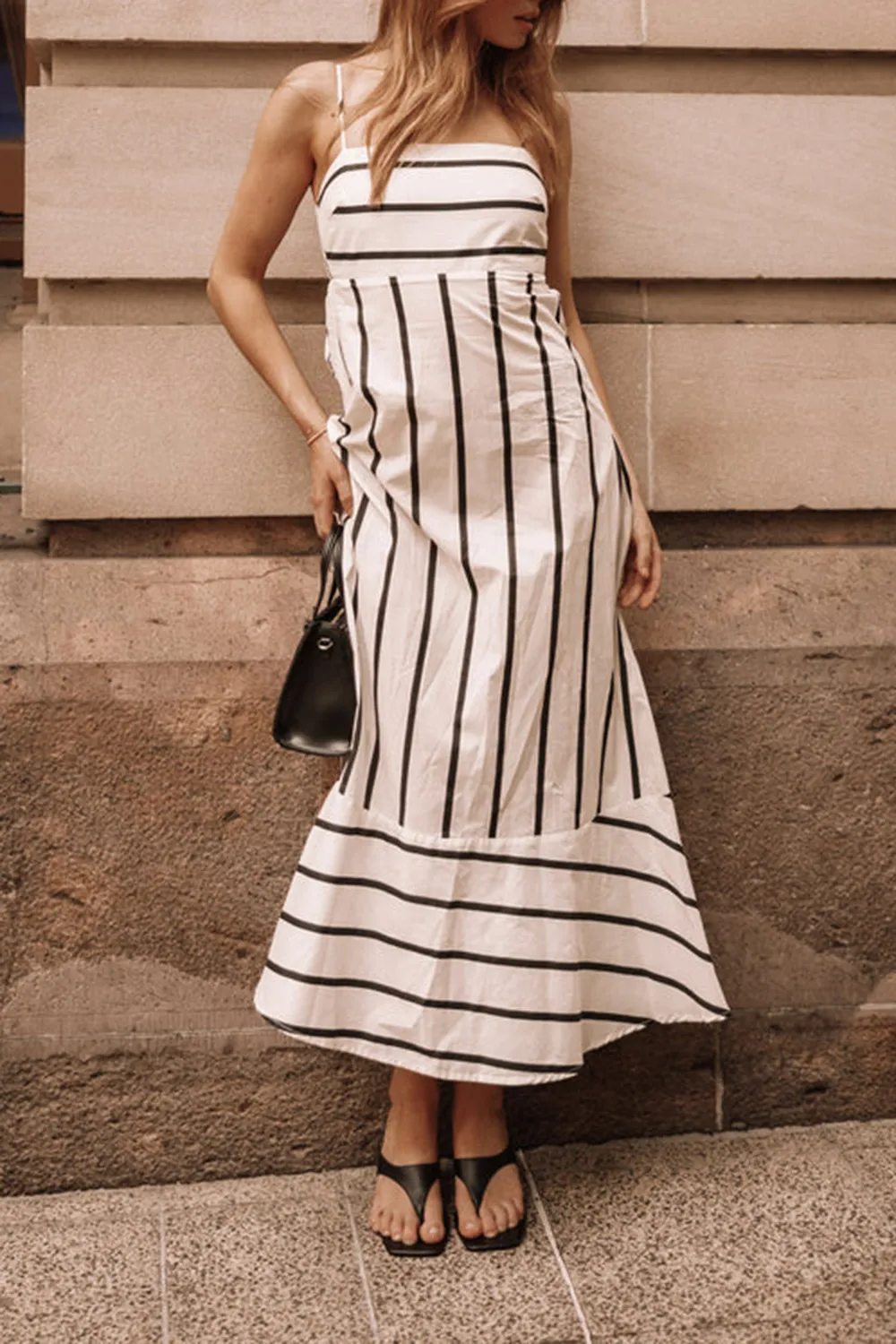 SHANTELLE MIDI DRESS - CREAM STRIPE