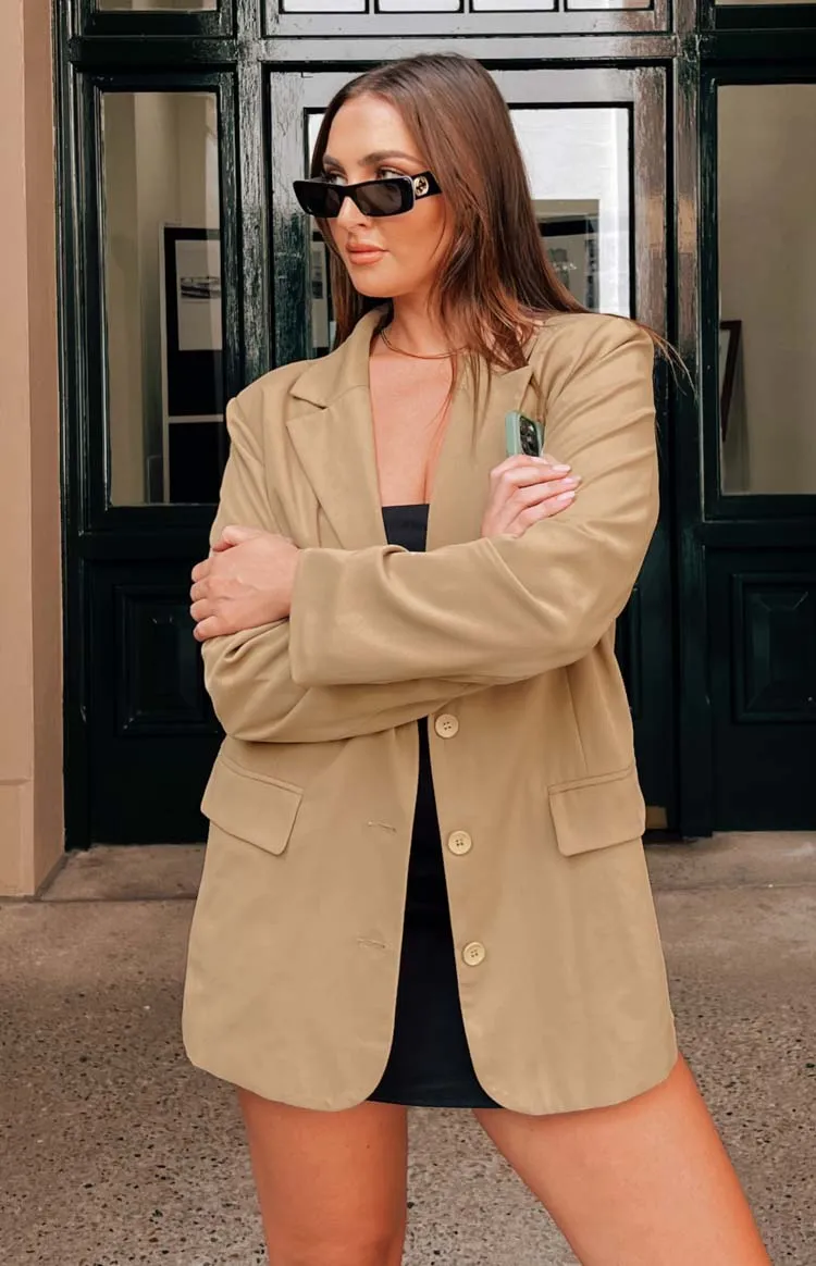 Logan Tan Oversized Blazer