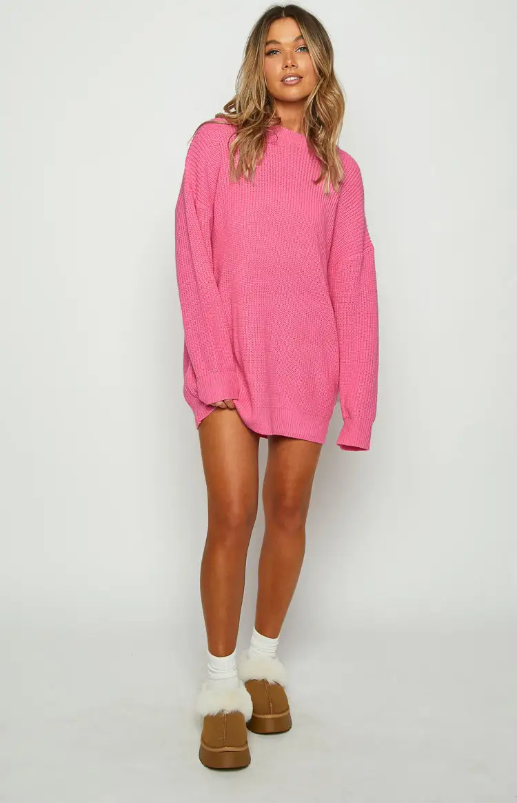 Adaline Pink Oversized Sweater Dress