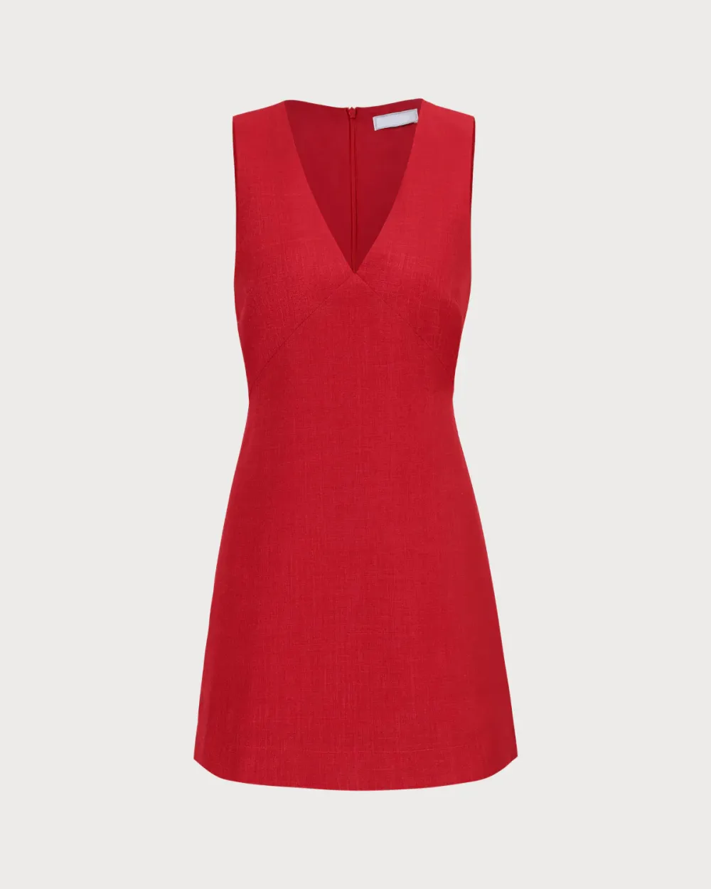 Mature style red V-neck sleeveless dress